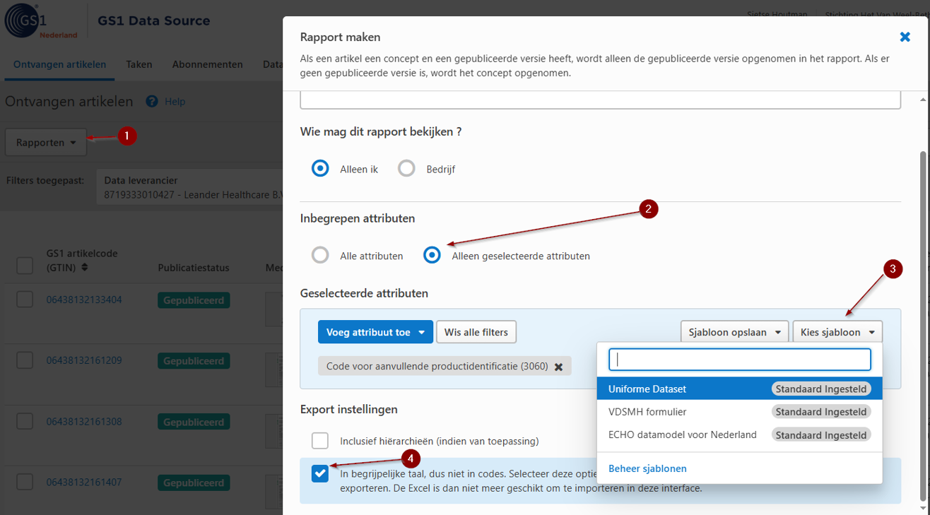 Hoe werkt de webinterface voor afnemers? - Template Gebruiken Afb.