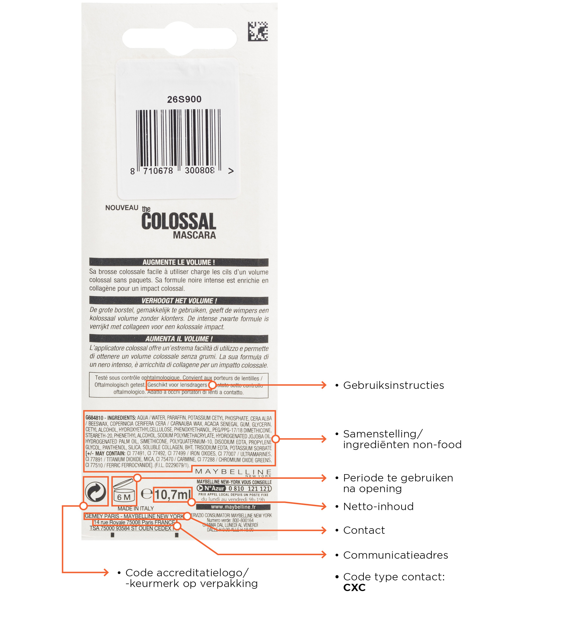 Etiketvelden Cosmetica Maybelline ZONDER NUMMERS2
